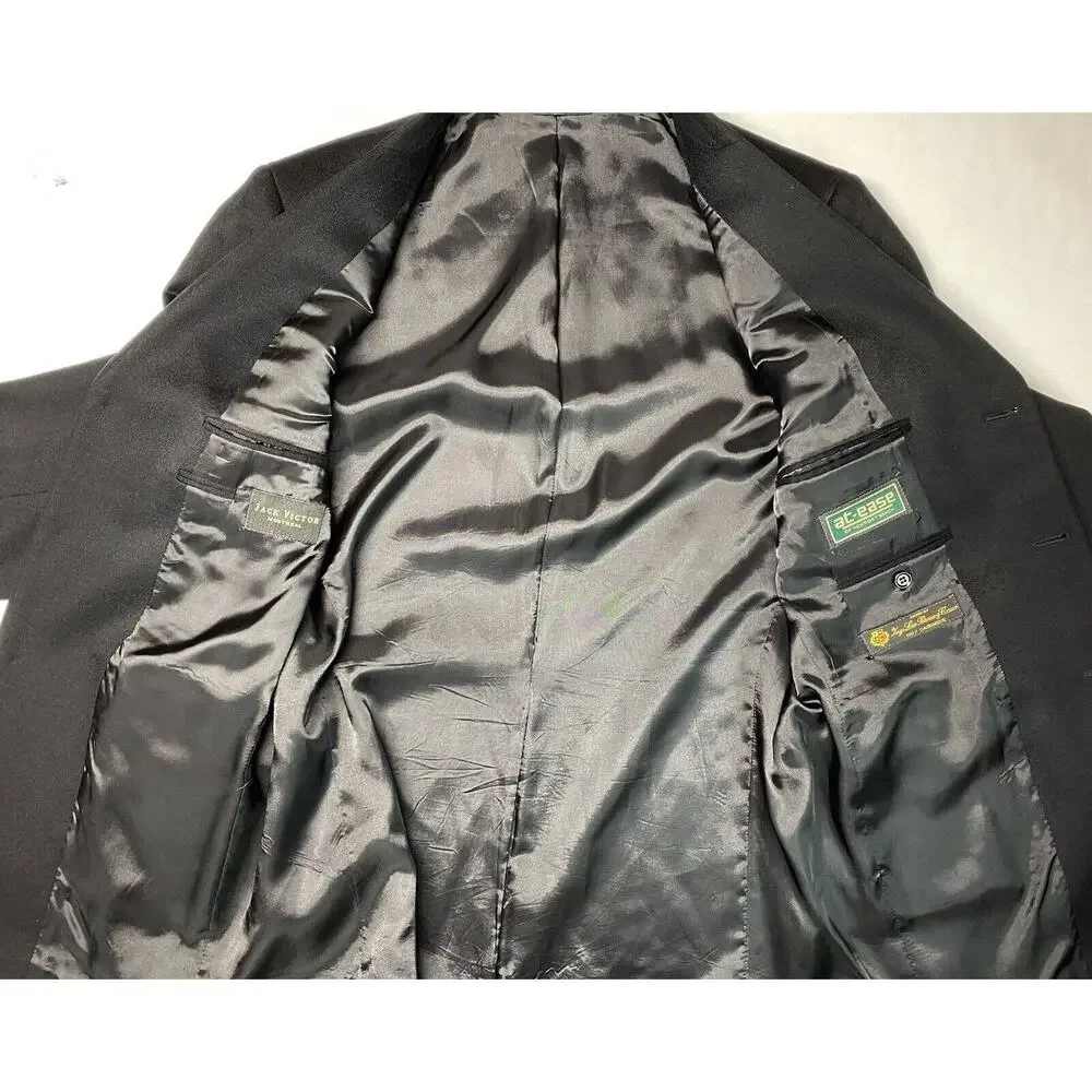 Cashmere Blazer Jack Victor Loro Piana Sport Suit Coat Mens 44 Black Lined EUC